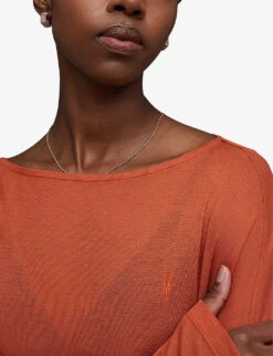 AllSaints Francesco Rita Semi-sheer Woven T-shirt 11 AllSaints Francesco Rita Semi-sheer Woven T-shirt -Ted Baker Store R04006701 RUSTBROWN ALT04