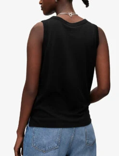 AllSaints Nori Ramskull-embroidered Woven Tank Top -Ted Baker Store R04009244 BLACK ALT03