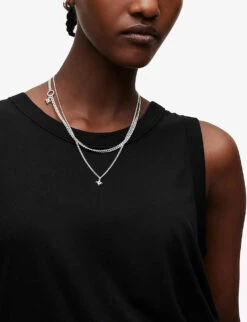 AllSaints Nori Ramskull-embroidered Woven Tank Top -Ted Baker Store R04009244 BLACK ALT04