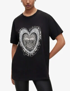 AllSaints Levine Graphic-print Organic Cotton-jersey T-shirt -Ted Baker Store R04009277 BLACK ALT02