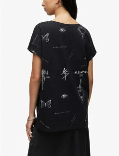 AllSaints Ventra Imogen Graphic-print Cotton T-shirt -Ted Baker Store R04009303 BLACK ALT03