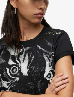 AllSaints Turin Anna Tiger-print Cotton T-shirt -Ted Baker Store R04009304 BLACK ALT04
