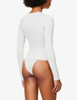 Scoop-neck Slim-fit Stretch-cotton Top -Ted Baker Store R04010196 GREYMELANGE ALT03