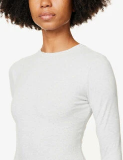 Scoop-neck Slim-fit Stretch-cotton Top -Ted Baker Store R04010196 GREYMELANGE ALT04