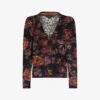 Ted Baker Ettya Floral-print V-neck Stretch-jacquard Top 2 Ted Baker Ettya Floral-print V-neck Stretch-jacquard Top -Ted Baker Store R04011001 BLACK M