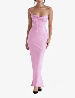 Charmaine Corset Satin Maxi Dress -Ted Baker Store R04011195 PINK ALT02