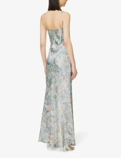BEC + BRIDGE Nina Split-leg Satin Maxi Dress -Ted Baker Store R04056674 BLUEJACQUARD ALT03