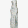BEC + BRIDGE Nina Split-leg Satin Maxi Dress -Ted Baker Store R04056674 BLUEJACQUARD M