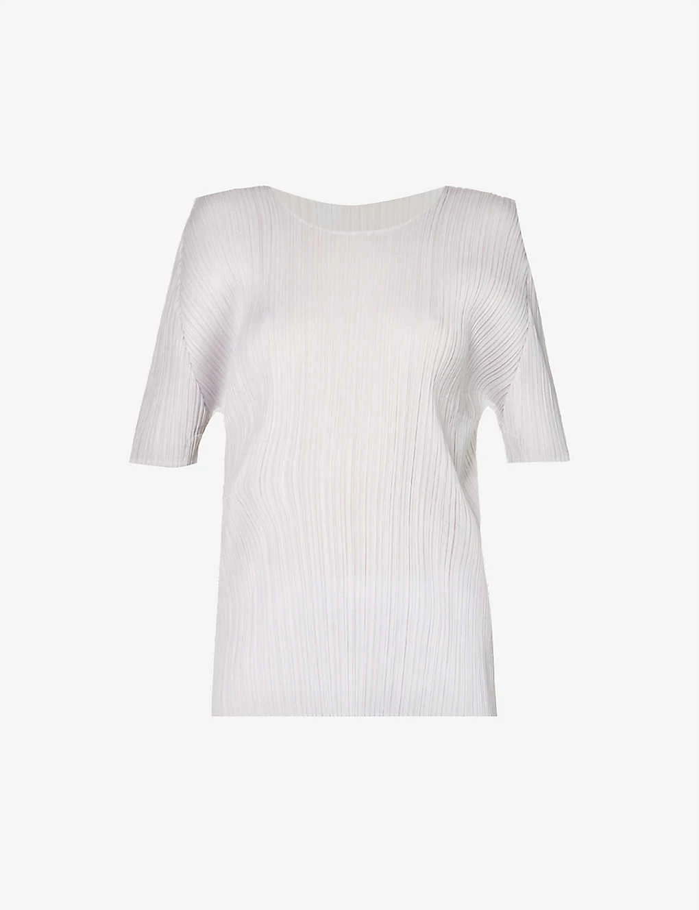 Basics Round Neck Pleated Woven Jersey Top 3 Basics Round Neck Pleated Woven Jersey Top