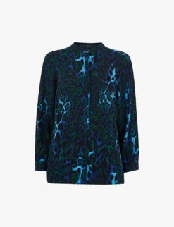 Whistles Night Cat Leopard-print Woven Shirt