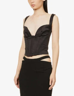 Liberty Plunge-neck Satin Corset Top -Ted Baker Store R04057637 BLACK ALT02