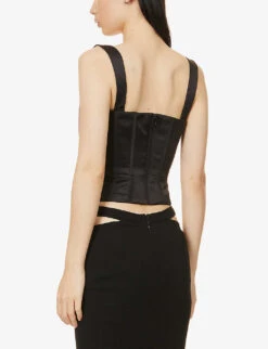 Liberty Plunge-neck Satin Corset Top -Ted Baker Store R04057637 BLACK ALT03