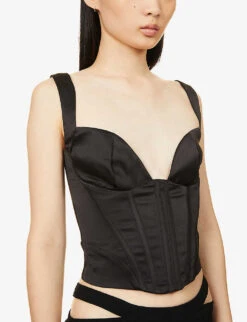 Liberty Plunge-neck Satin Corset Top -Ted Baker Store R04057637 BLACK ALT04