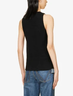 Bottega Veneta Scoop-neck Stretch-cotton Tank Top -Ted Baker Store R04064575 BLACK ALT03