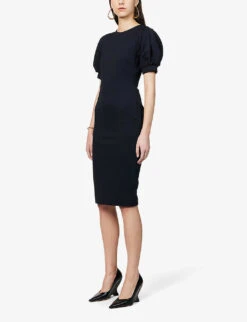 Max Mara Unione Puff-sleeved Stretch-woven Midi Dress -Ted Baker Store R04064734 ULTRAMARINE ALT02