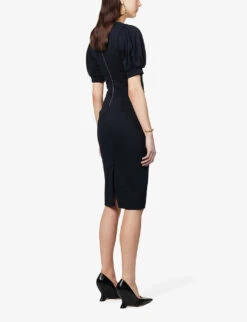 Max Mara Unione Puff-sleeved Stretch-woven Midi Dress -Ted Baker Store R04064734 ULTRAMARINE ALT03