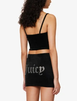Juicy Couture Scoop-neck Brand-embellished Velour Vest Top -Ted Baker Store R04065594 BLACK101 ALT03