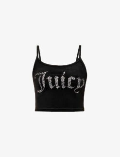 Juicy Couture Scoop-neck Brand-embellished Velour Vest Top