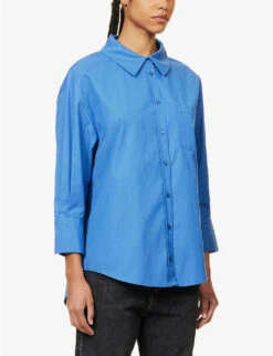 ANINE BING Mika Relaxed-fit Cotton Shirt -Ted Baker Store R04066413 BLUE ALT02
