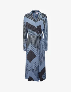 Reiss Talia Geometric-print Woven Midi Dress