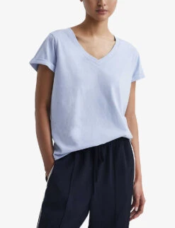 Reiss Luana V-neck Cotton-jersey T-shirt -Ted Baker Store R04068137 BLUE ALT02