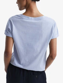 Reiss Luana V-neck Cotton-jersey T-shirt -Ted Baker Store R04068137 BLUE ALT03