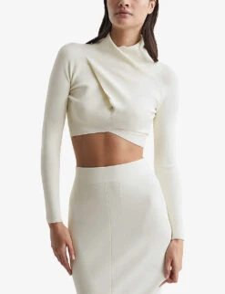 Reiss Elsie Draped-neck Knitted Top 9 Reiss Elsie Draped-neck Knitted Top -Ted Baker Store R04068256 WHITE ALT02