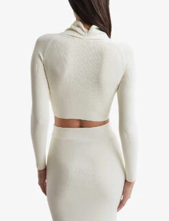 Reiss Elsie Draped-neck Knitted Top 10 Reiss Elsie Draped-neck Knitted Top -Ted Baker Store R04068256 WHITE ALT03