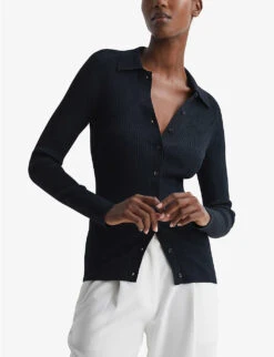 Reiss Sandy Stretch Rib-knit Shirt -Ted Baker Store R04068259 NAVY ALT02