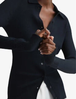 Reiss Sandy Stretch Rib-knit Shirt -Ted Baker Store R04068259 NAVY ALT04