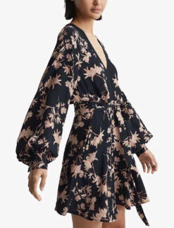 Reiss Kerina Floral-print Woven Mini Dress -Ted Baker Store R04068332 PINKBLACK ALT02