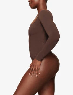 Vintage Scoop-neck Stretch-cotton Top -Ted Baker Store R04068465 COCOA ALT02