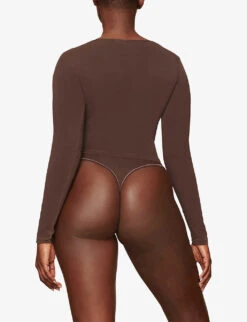 Vintage Scoop-neck Stretch-cotton Top -Ted Baker Store R04068465 COCOA ALT03