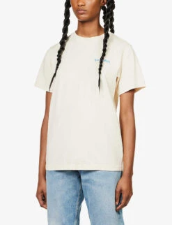 Health Is Wealth Text-print Cotton-jersey T-shirt -Ted Baker Store R04068975 CREAMBLUE ALT02