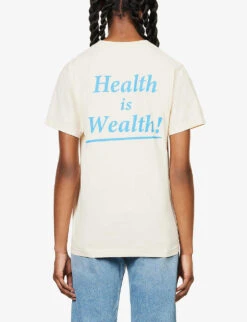 Health Is Wealth Text-print Cotton-jersey T-shirt -Ted Baker Store R04068975 CREAMBLUE ALT03