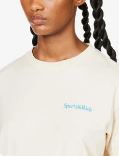 Health Is Wealth Text-print Cotton-jersey T-shirt -Ted Baker Store R04068975 CREAMBLUE ALT04