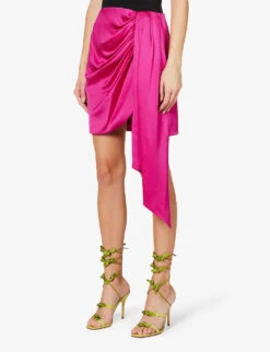 Mae Asymmetric-hem Satin Mini Skirt 9 Mae Asymmetric-hem Satin Mini Skirt -Ted Baker Store R04069423 BOUGAINVILLEA ALT02