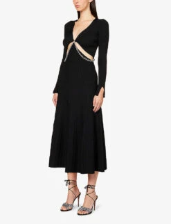 Kathryn Chain-embellished Rayon-blend Knitted Midi Dress -Ted Baker Store R04069433 BLACK ALT02
