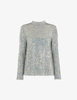 Whistles High-neck Sequin-embellished Top