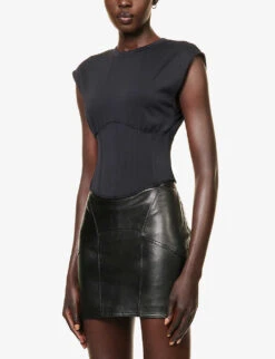 GOOD AMERICAN Scuba Corset-bodice Stretch-woven Top -Ted Baker Store R04070247 BLACK001 ALT02