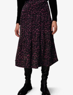 Whistles Leopard-print High-waist Woven Midi Skirt -Ted Baker Store R04070392 MULTICOLOURED ALT02