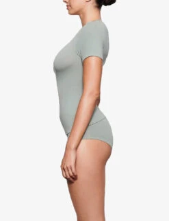 Round-neck Stretch Cotton-jersey T-shirt -Ted Baker Store R04071879 MINERAL ALT02