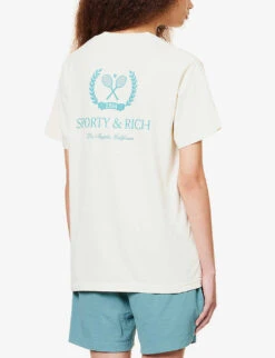 Grand Slam Brand-print Cotton-jersey T-shirt -Ted Baker Store R04072154 CREAMTEAL ALT03