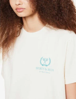 Grand Slam Brand-print Cotton-jersey T-shirt -Ted Baker Store R04072154 CREAMTEAL ALT04