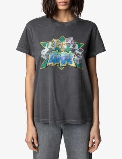 Zadig & Voltaire Zoe Graphic-print Cotton T-shirt -Ted Baker Store R04074042 CARBONE ALT02