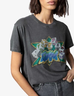 Zadig & Voltaire Zoe Graphic-print Cotton T-shirt -Ted Baker Store R04074042 CARBONE ALT04