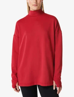 Sweaty Betty Therma Funnel-neck Recycled-woven Running Sweatshirt -Ted Baker Store R04074887 VINERED ALT02