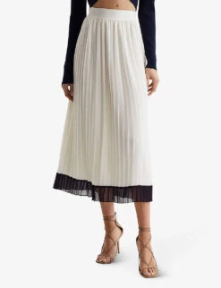 Reiss Osti Colour-block Pleated Woven Midi Skirt -Ted Baker Store R04075236 WHITE ALT02