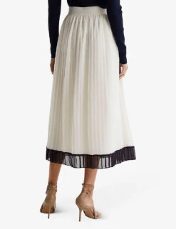 Reiss Osti Colour-block Pleated Woven Midi Skirt -Ted Baker Store R04075236 WHITE ALT03