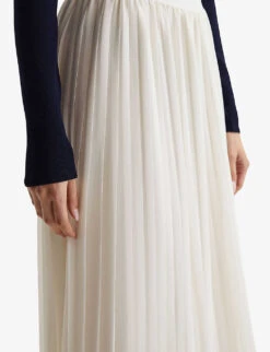 Reiss Osti Colour-block Pleated Woven Midi Skirt -Ted Baker Store R04075236 WHITE ALT04
